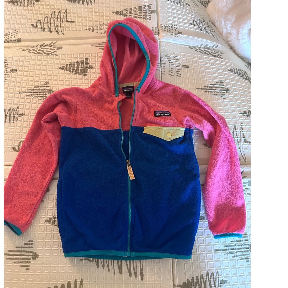 Patagonia Kids 5T Micro D Snap-T Full Zip Hooded Fleece Jacket Colorblock